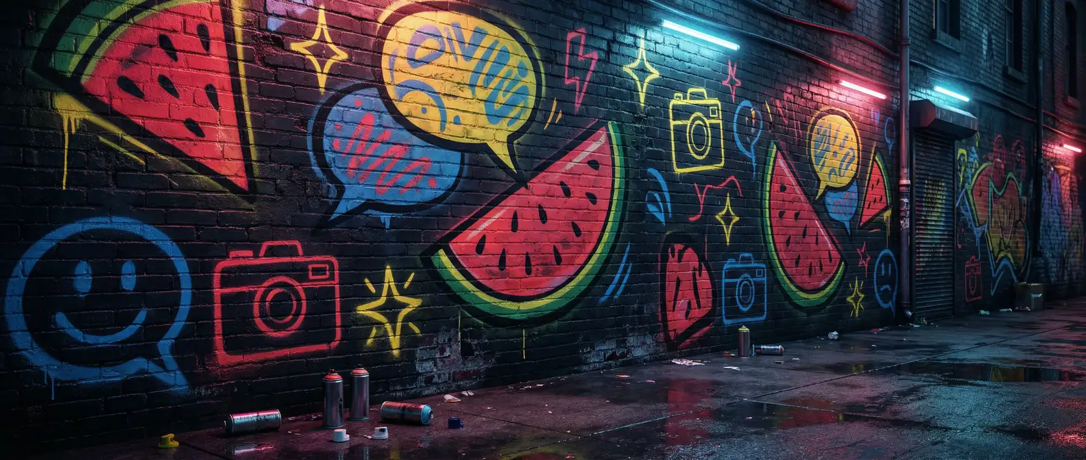 吃瓜不打烊 瓜田直通车 - 街头涂鸦风格背景