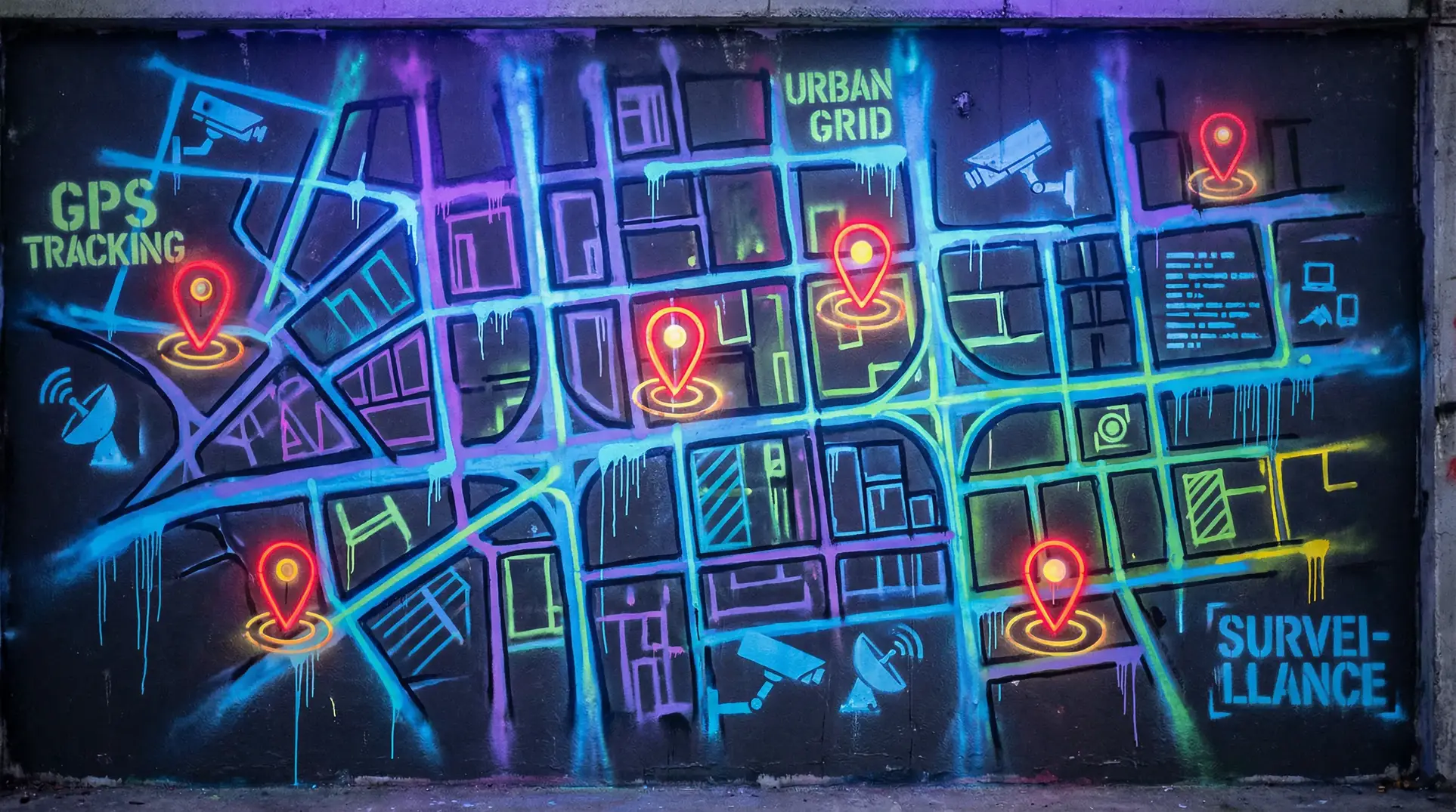 吃瓜不打烊 狗仔追踪地图 - 城市涂鸦风格